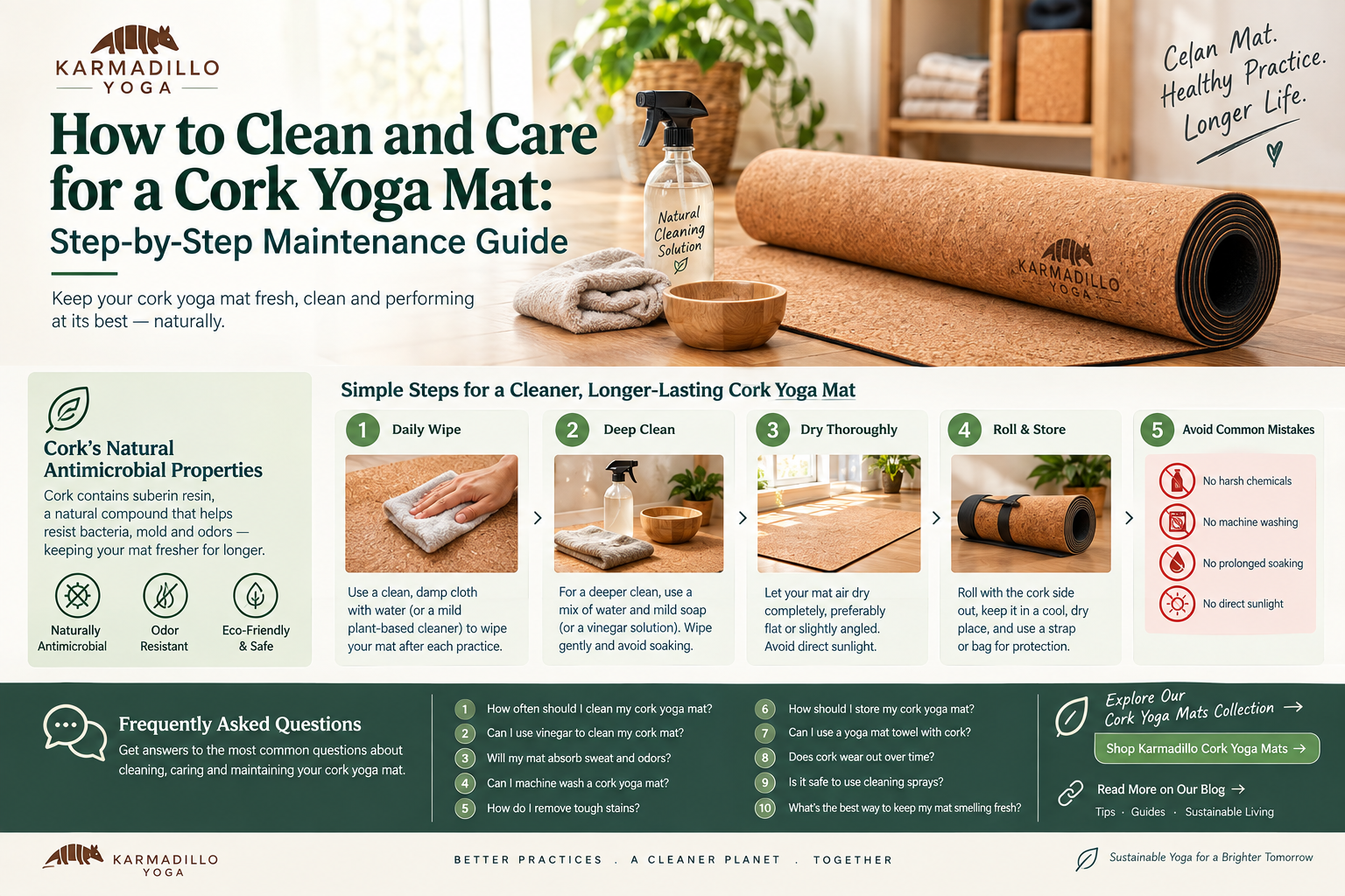 How to Clean and Care for a Cork Yoga Mat: Step-by-Step Maintenance Guide