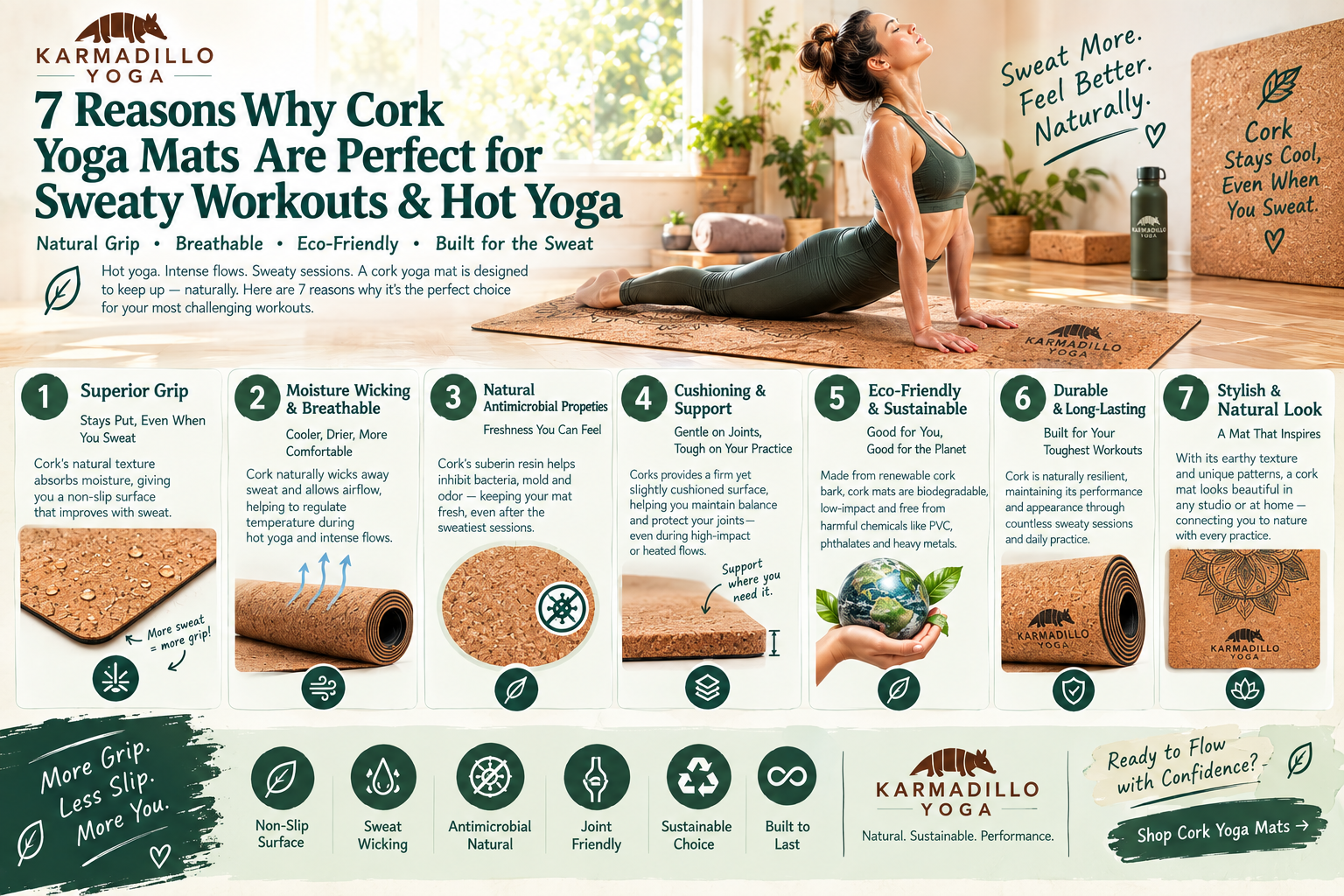 7 Reasons Why Cork Yoga Mats Are Perfect for Sweaty Workouts & Hot Yoga